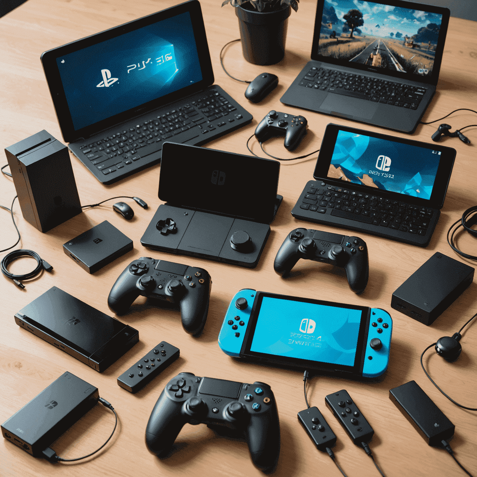 A collage showing various gaming devices including a PC, PlayStation, Xbox, Nintendo Switch, and smartphones, symbolizing the multi-platform compatibility testing process