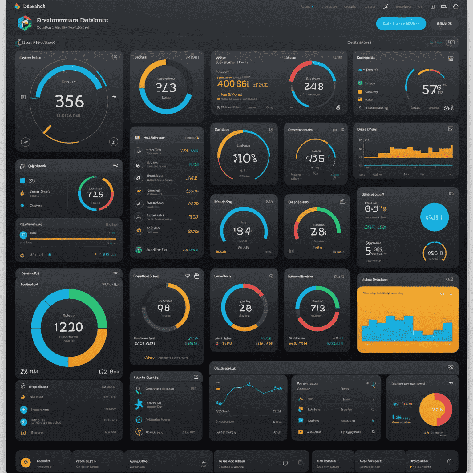 A visual representation of custom performance solutions, showing a dashboard with various performance metrics, charts, and optimization suggestions tailored for a specific game across multiple platforms. The image includes icons representing different gaming devices such as consoles, PCs, and mobile phones, emphasizing the multi-platform nature of the service.