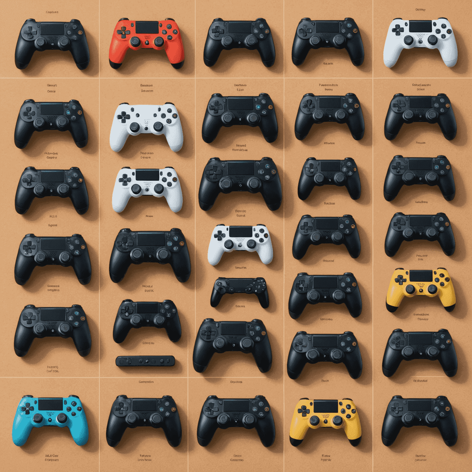 A collection of different gaming devices arranged in a grid, each showing benchmark results and performance scores for the same game